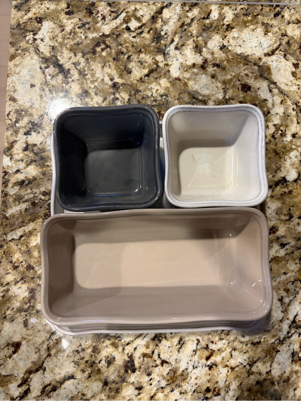 3-Piece Ceramic Serving Set in Gray, Cream, and Tan